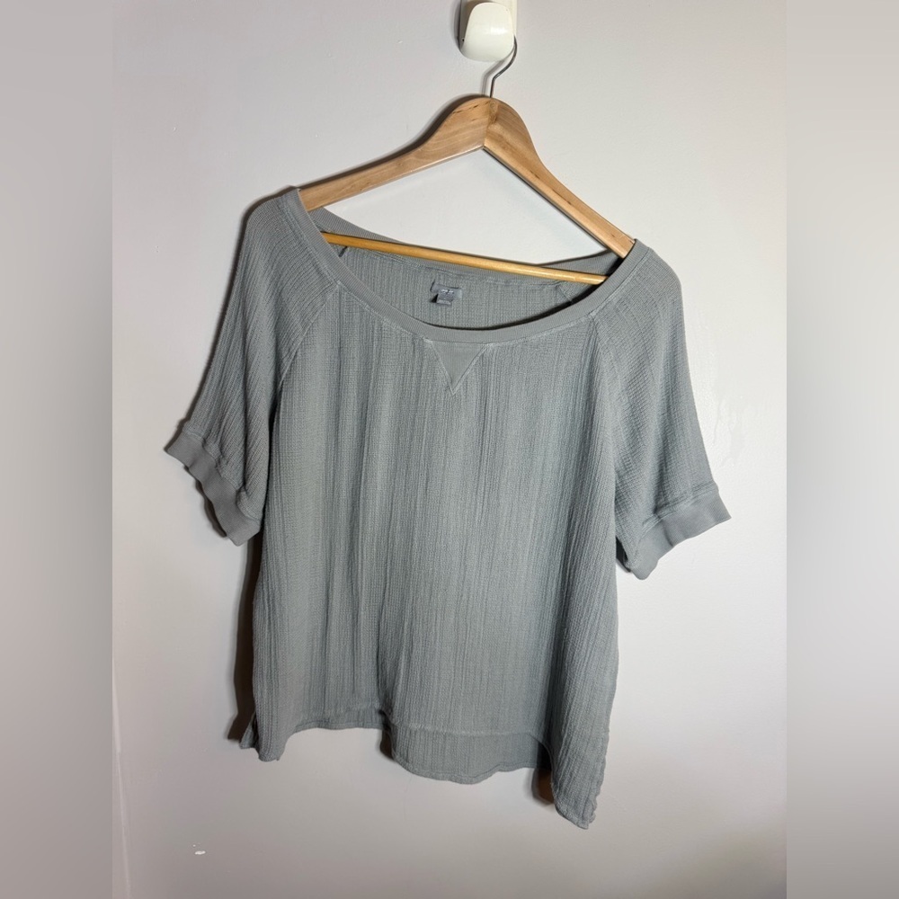 Aerie Waffle-Knit Slouchy Top – Gray – Size M
